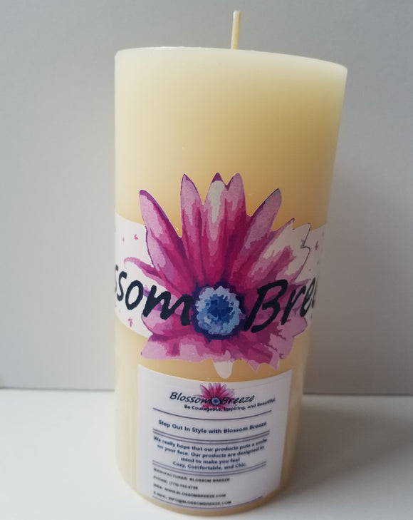 ||Blossom Breeze Classic Apple Blossom Ivory Pillar Candle. Burn time 80 hours ||