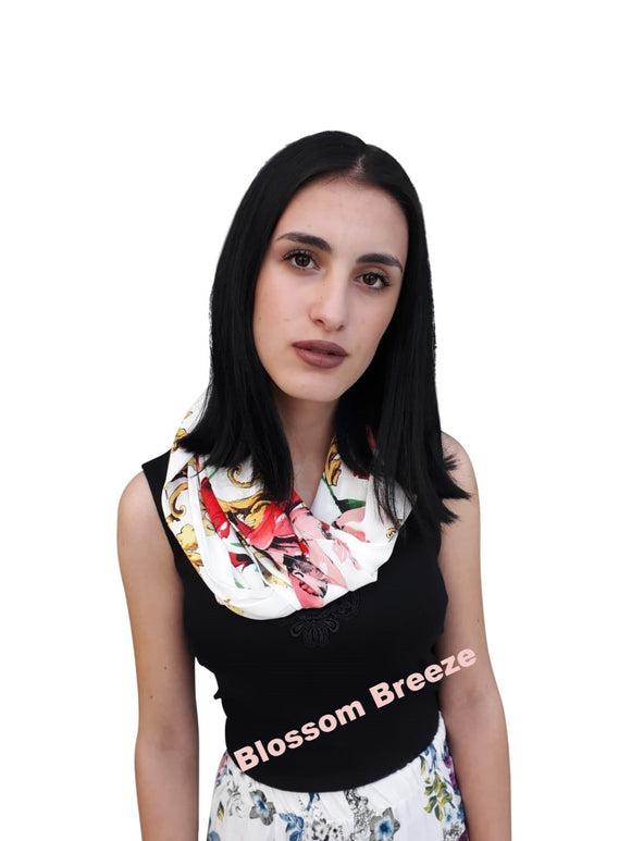 Blossom Breeze Spring Collection|  Blossom Breeze Spring Floral Print long Scarf /Foulard|