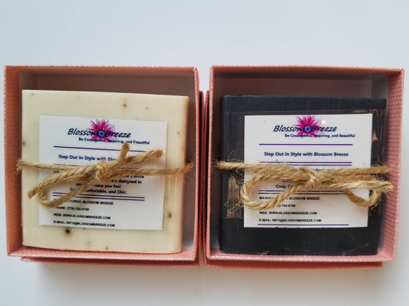 ||Blossom Breeze sets of 2 Hand Crafted Bar Soap Sets in Blossom Pink gift paper boxes||