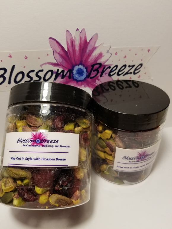 || Blossom Breeze Jar of All Natural Healthy 3 Omega Pistachios Nuts, Pumpkin Seeds and Cranberries Mixed Snack ||