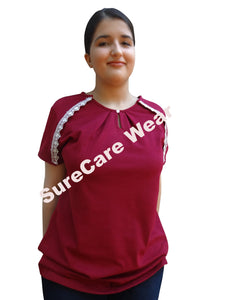 SureCare® Wear by Blossom Breeze® | Soft & Comfy Classic Burgundy Post Surgery Top