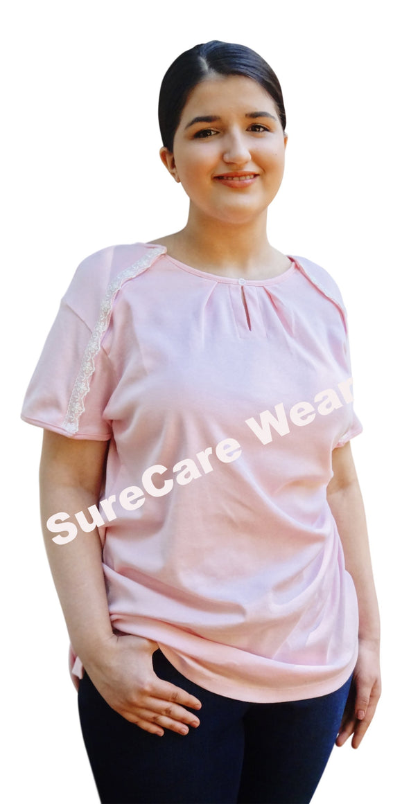 SureCare® Wear by Blossom Breeze® | Soft & Comfy Blossom Pink Post Surgery Top