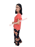 Blossom Breeze Spring Collection | Blossom Breeze Comfortable Navy Spring Floral Pants |