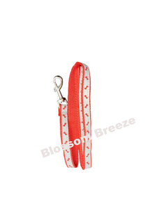 Blossom Breeze Small Dog Leash~Red with White Bone Print