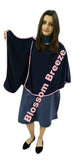 Blossom Breeze | Simple and Stunning Sea Navy with Pink Lines Easy Wear Out Door Shawl |